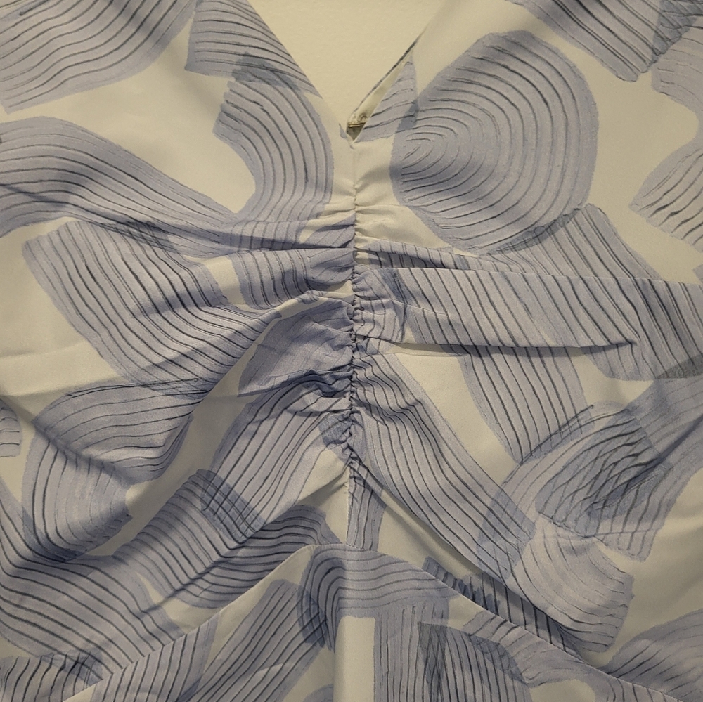 Club Monaco Printed Rouched Front Dress Size 8 Blue & White - Picture 5 of 13